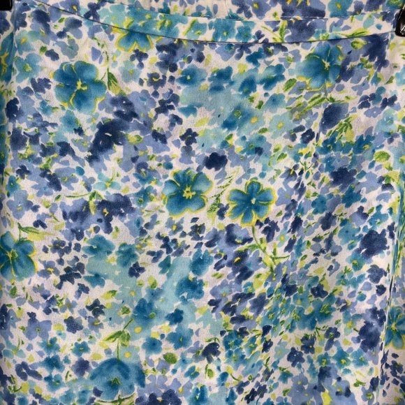 Joan Leslie Skirt Set 22W Blue White Button Down Blouse Floral Vintage - Picture 13 of 16